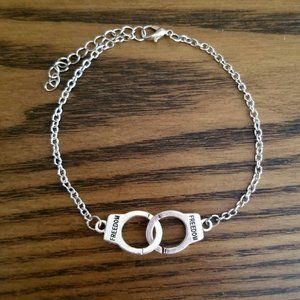 Silver Handcuffs Ankle Bracelet, Silver Anklet